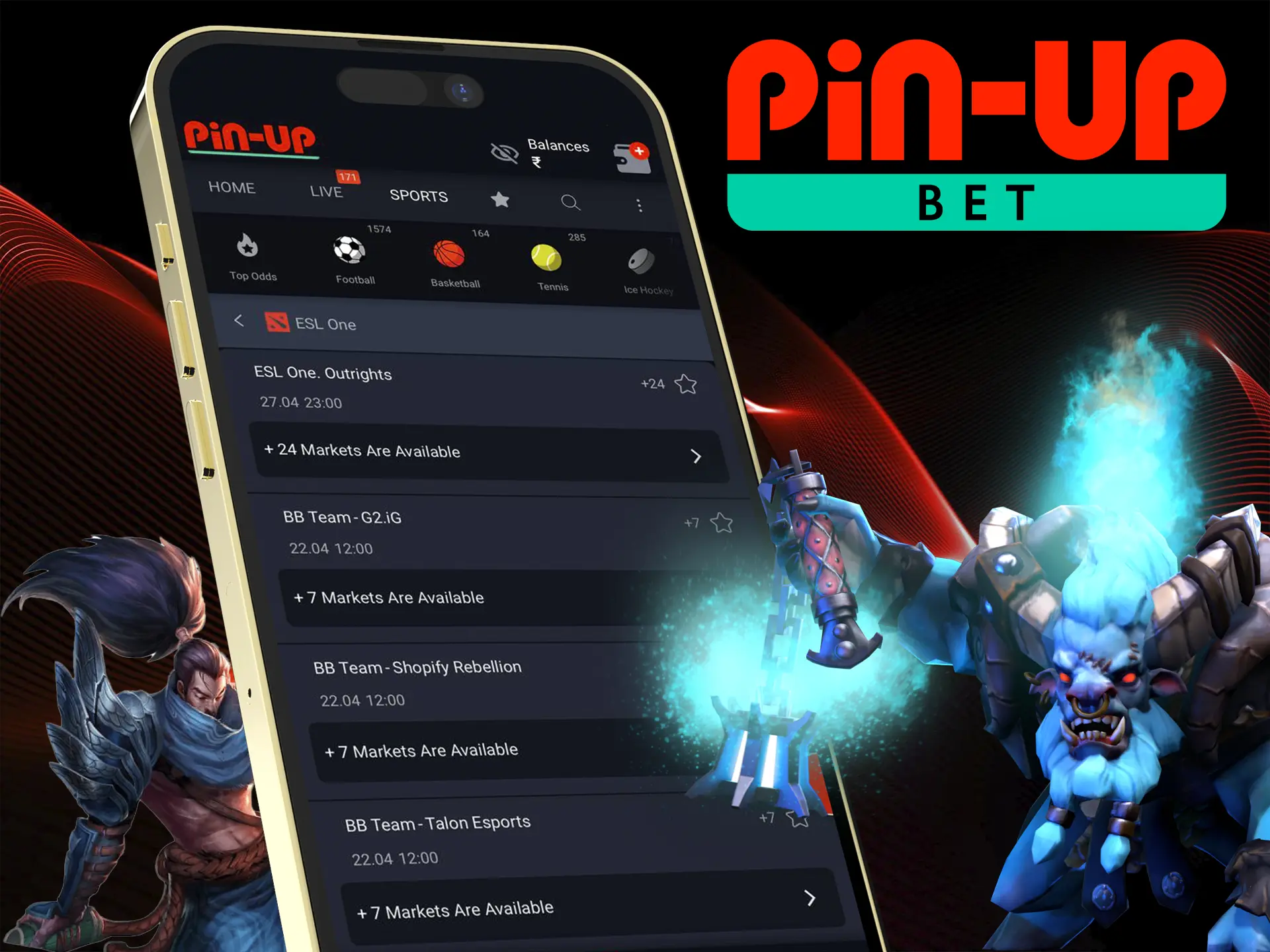 Играйте в киберспорт и делайте ставки в приложении Pin Up